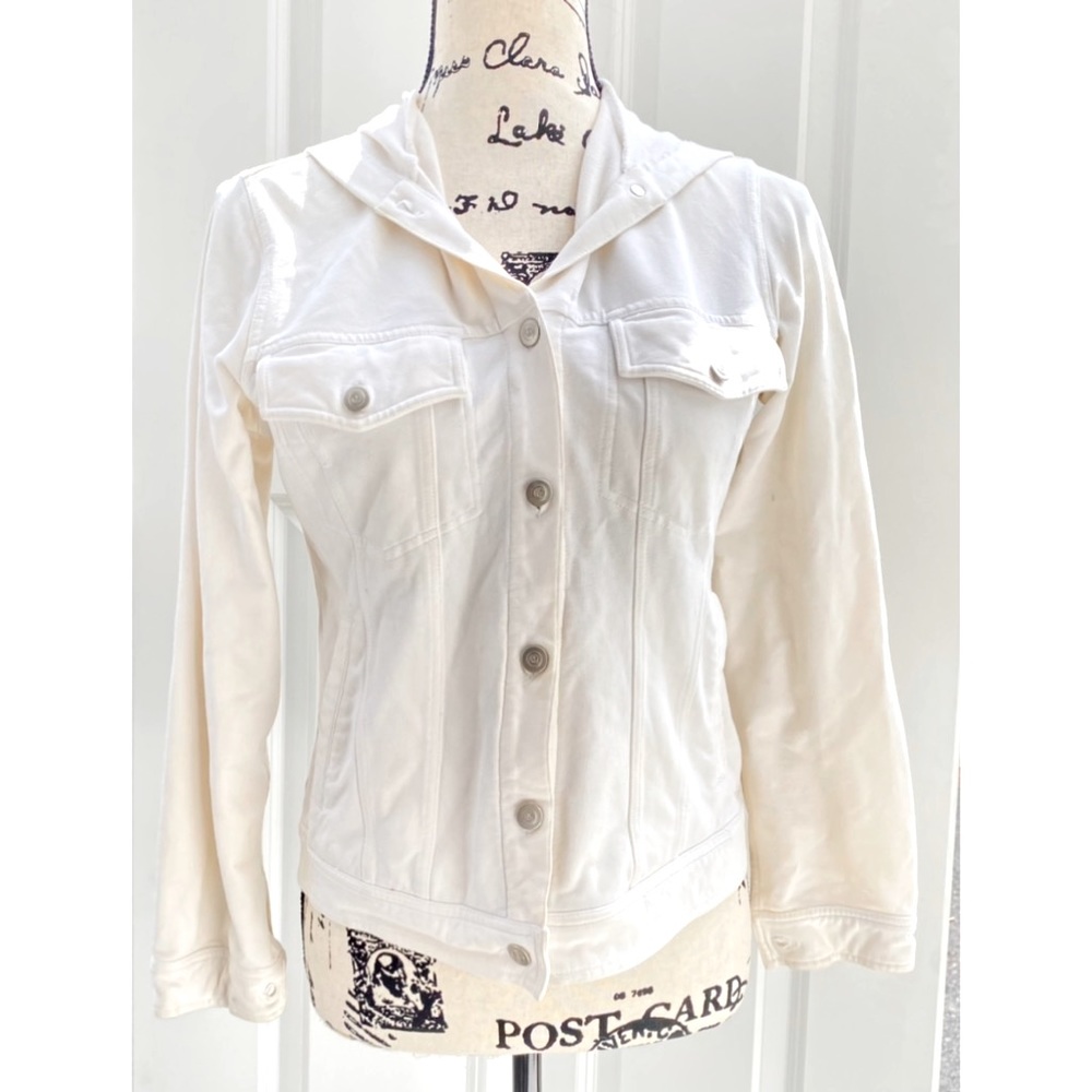 Isda & co. White “Jean Style” Button Down Cotton Hoodie